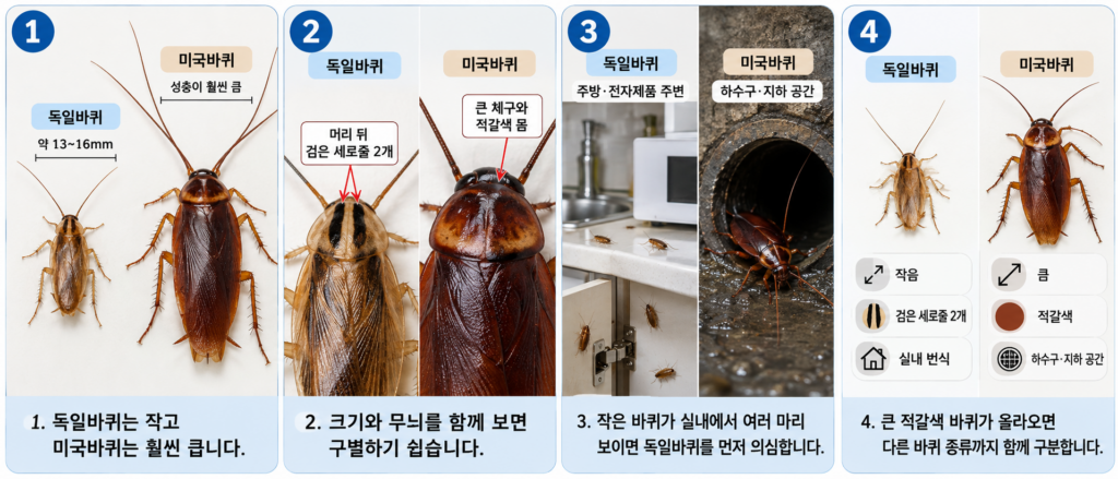 미국바퀴와 독일바퀴 크기와 생김새 비교
