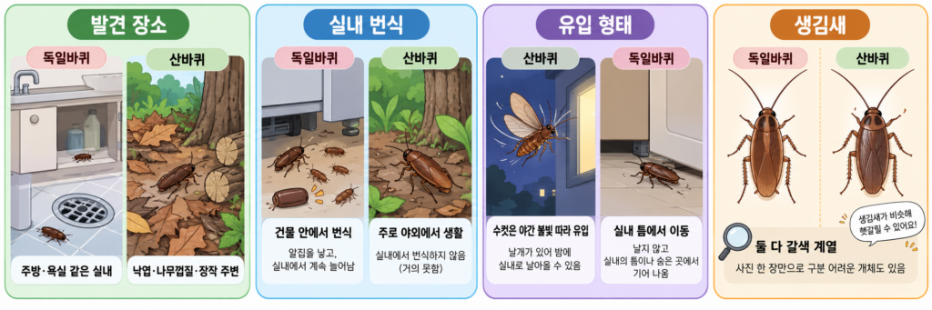 독일바퀴와 산바퀴 차이와 구별 기준 안내